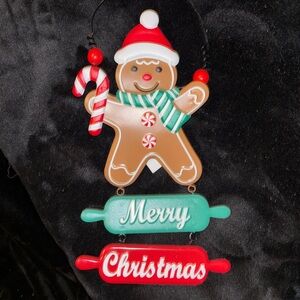 Merry Christmas Gingerbread Wall Sign in Metal